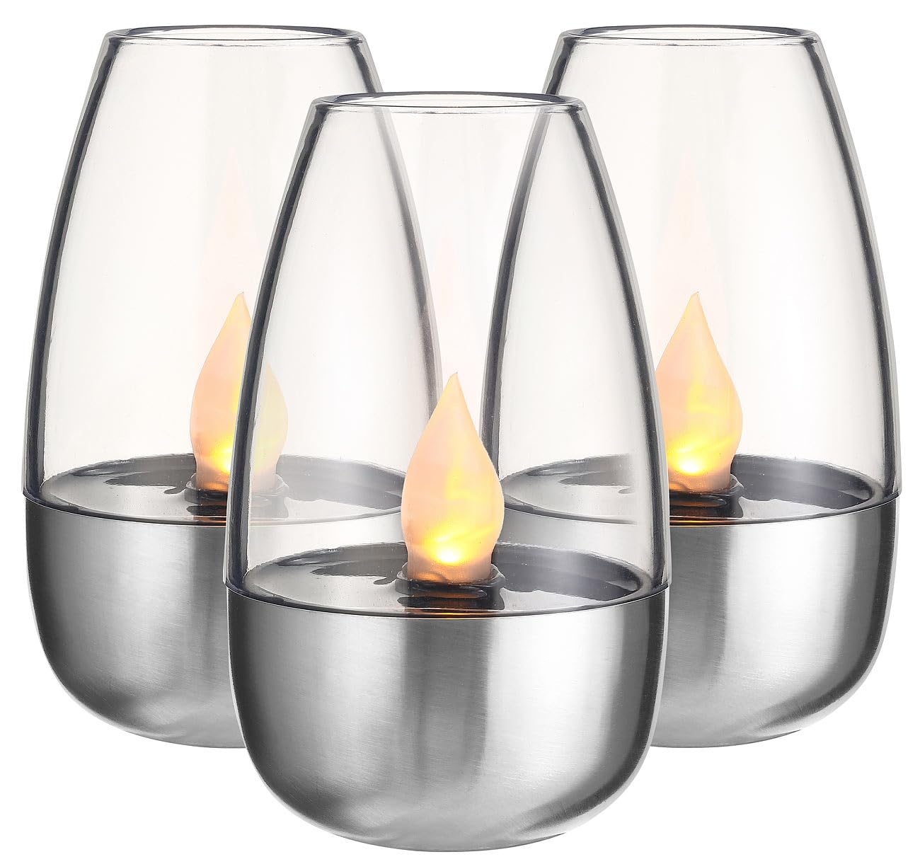 Lunartec Luna 3er Solar-Windlichter warmweiß Glas