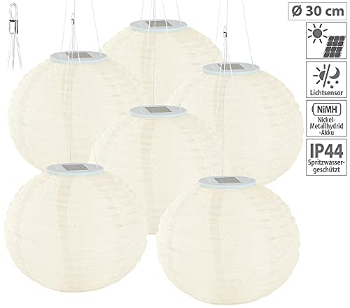 Lunartec Solar-Lampions 6er Set warmweiß Ø 30 cm IP44