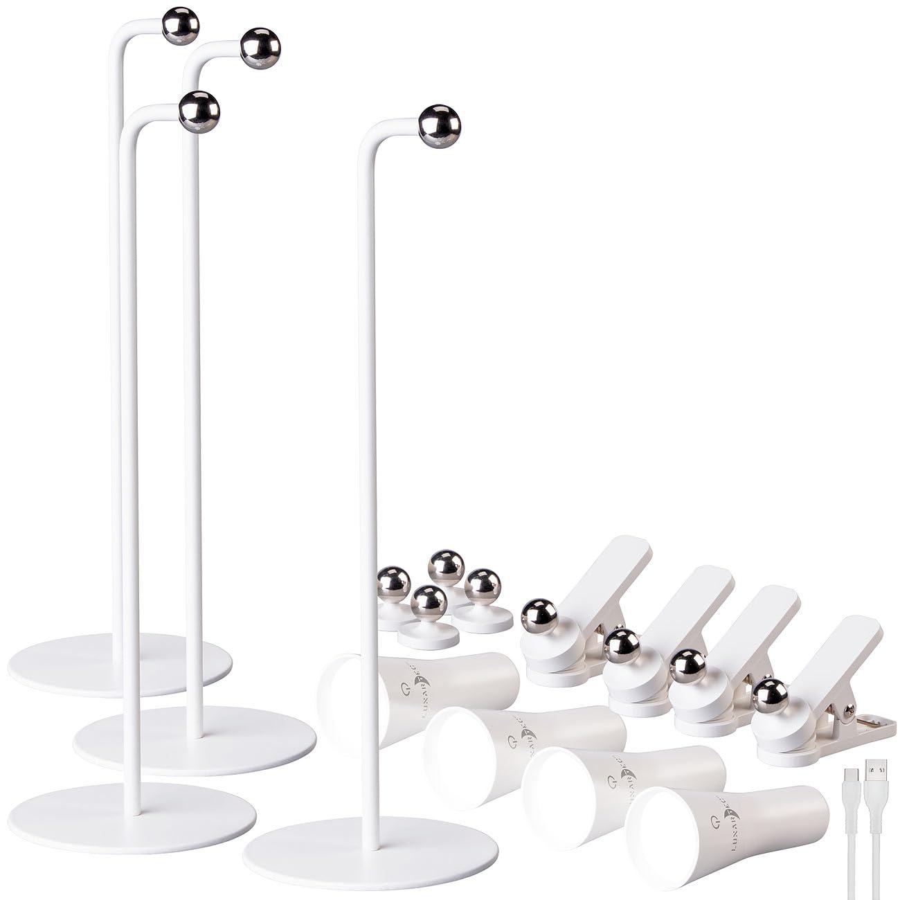 Lunartec Taschenlampen 4in1 Tischlampe weiß 4er-Set 150 lm