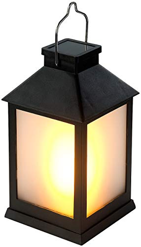 Lunartec Außenbeleuchtung Solar-Laterne Flammeneffekt schwarz 12 LEDs