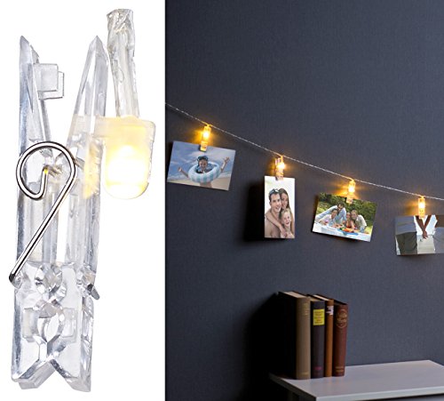 Lunartec Licht-Dekoration Foto-Lichterkette 20 Clips 6 m warmweiß