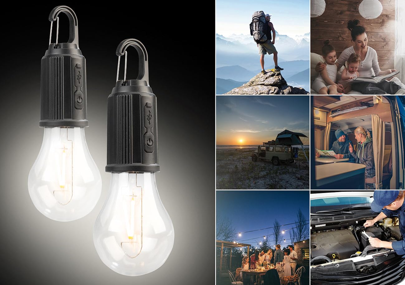 Lunartec Leuchtmittel LED Akku Glühbirne 120 lm 2er Set