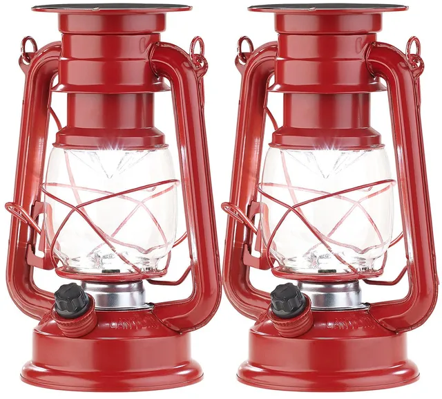 Lunartec Außenbeleuchtung Solar-Laterne 2er 23cm rot 40lm