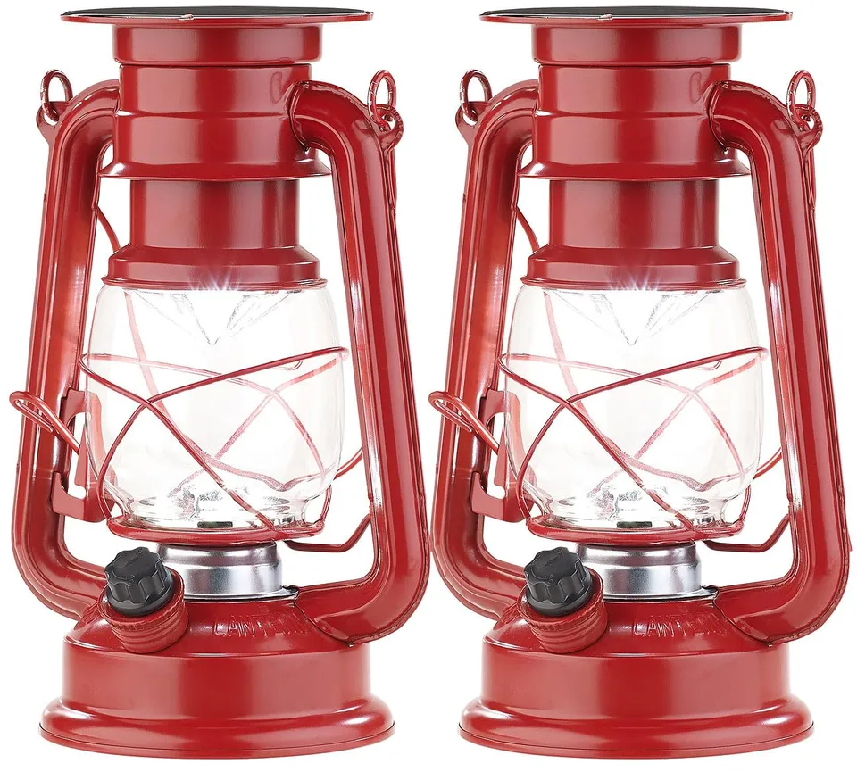 Lunartec Außenbeleuchtung Solar-Laterne 2er 23cm rot 40lm