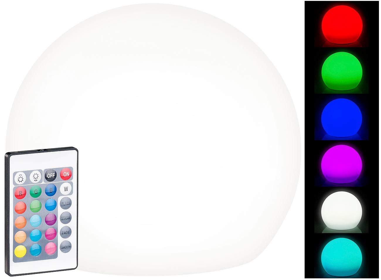 Lunartec Solarkugel Garten LED 20 cm RGBW mit Fernbedienung