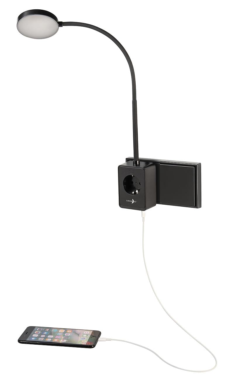 Lunartec Innenbeleuchtung Steckerleuchte 2er-Set schwarz mit USB