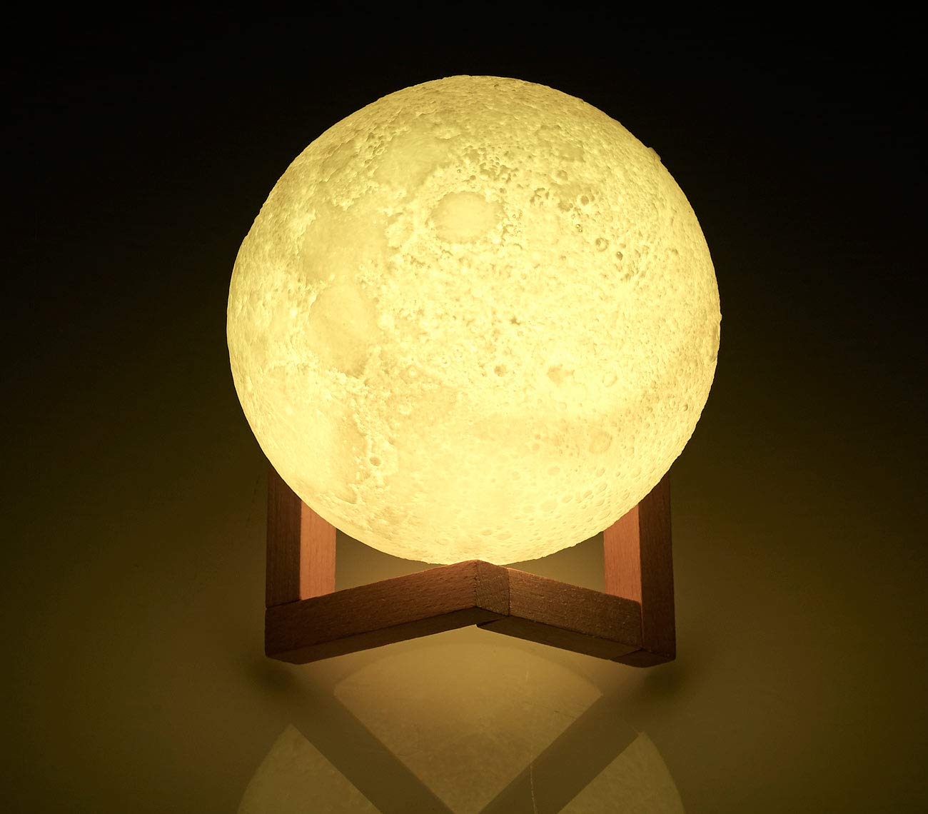 Lunartec Licht-Dekoration Mondlampe LED 15 cm 3 Farben Akku