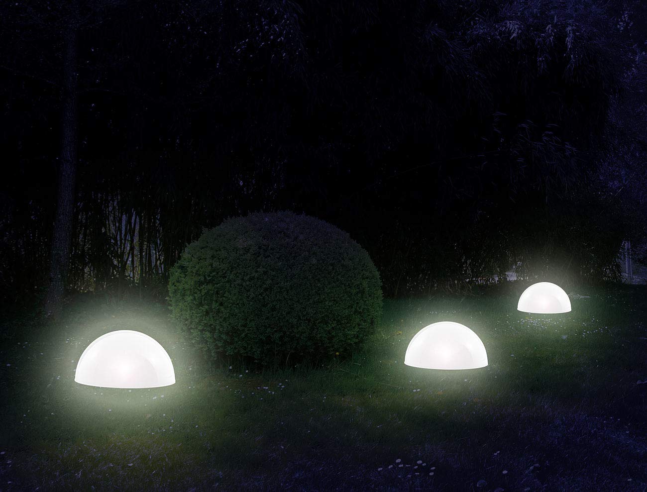 Lunartec Licht-Dekoration Solar-Halbkugel weiß 4er-Set 20 cm