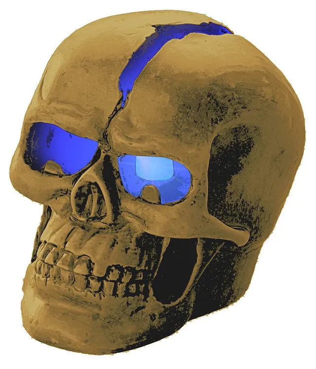 Lunartec Licht-Dekoration Crackhead Totenkopf Leuchte blaue LED