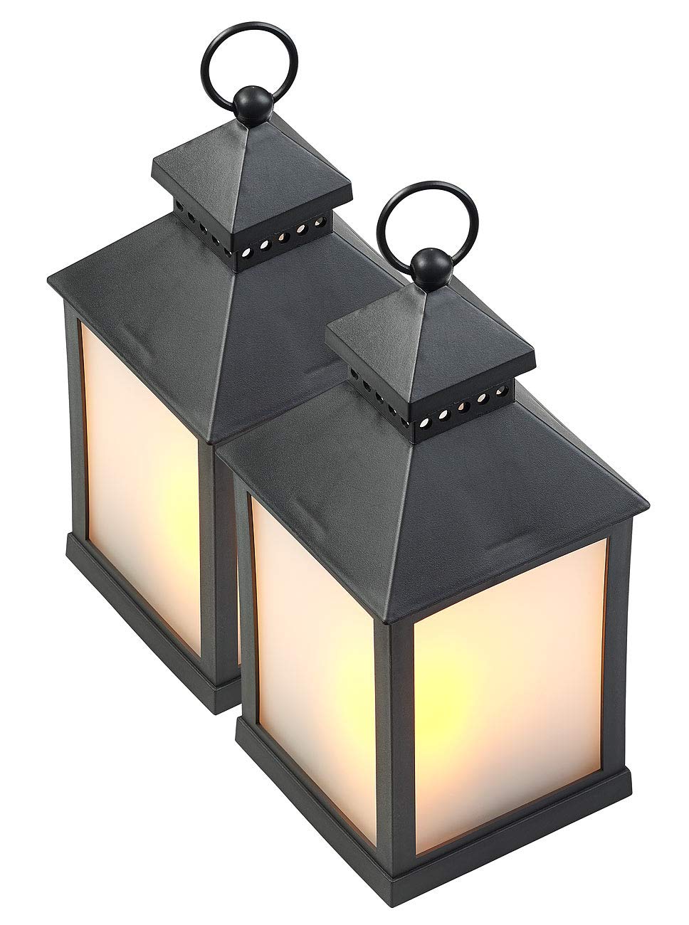 Lunartec Außenbeleuchtung LED-Laterne Flammenspiel 2er-Set schwarz