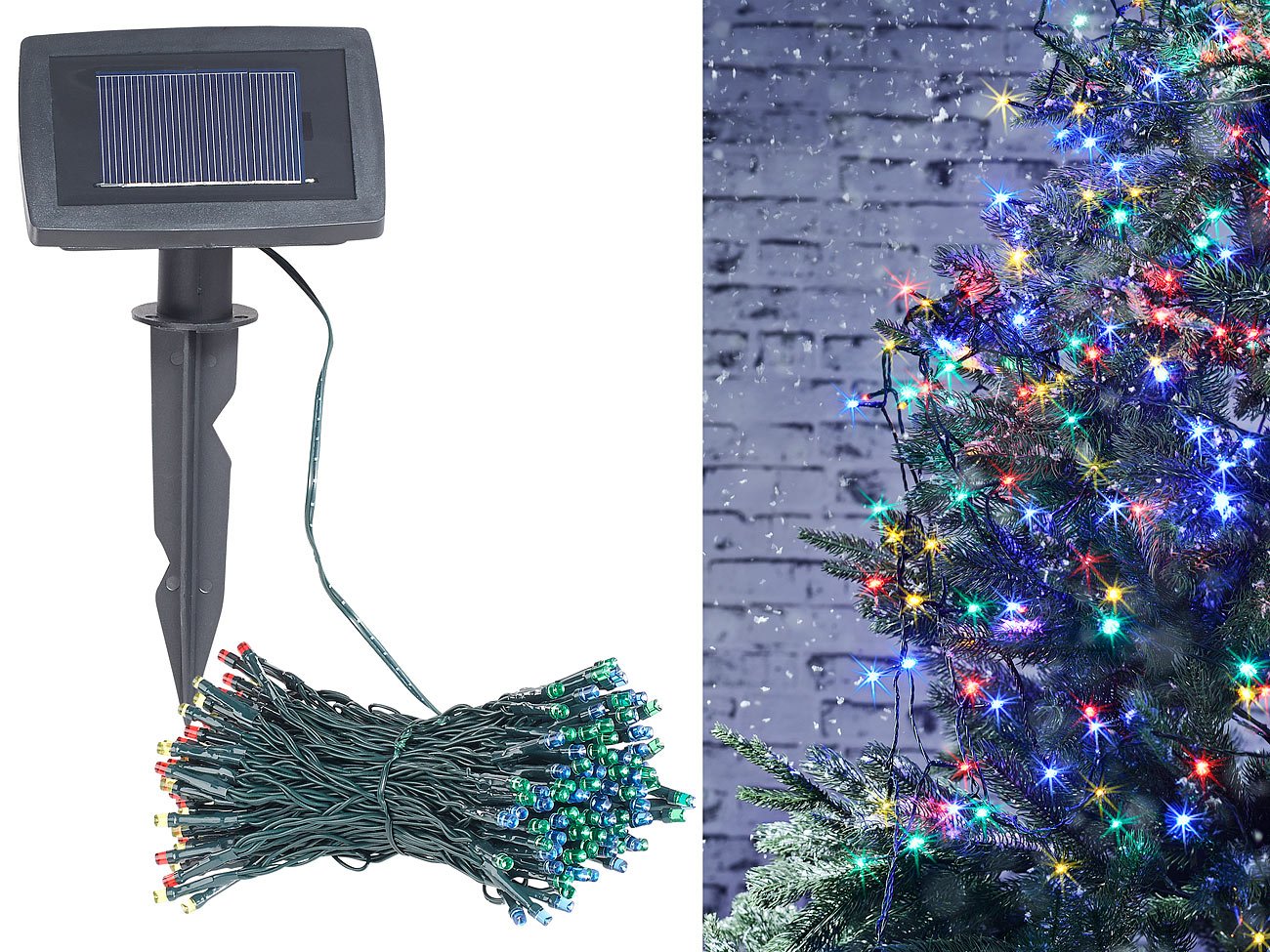 Lunartec Solar Lichterkette bunt 100 LEDs 10 m IP44 Timer