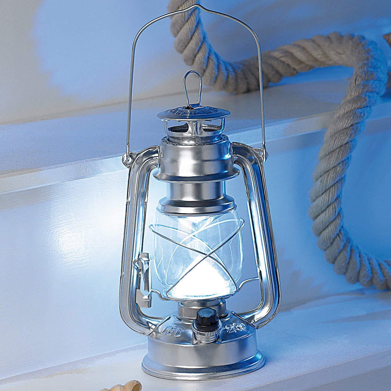 Lunartec LED-Sturmlampe silbern dimmbar 42 lm batteriebetrieben