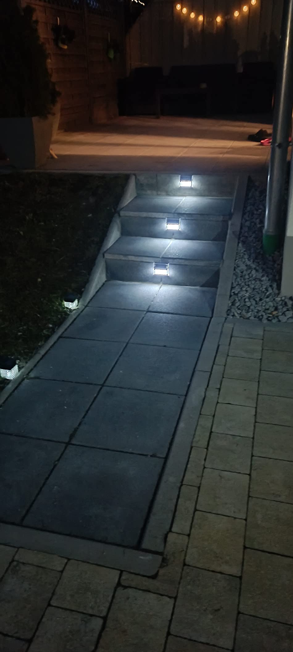 Lunartec Außenbeleuchtung Treppen-Solarleuchten 4er-Set Edelstahl
