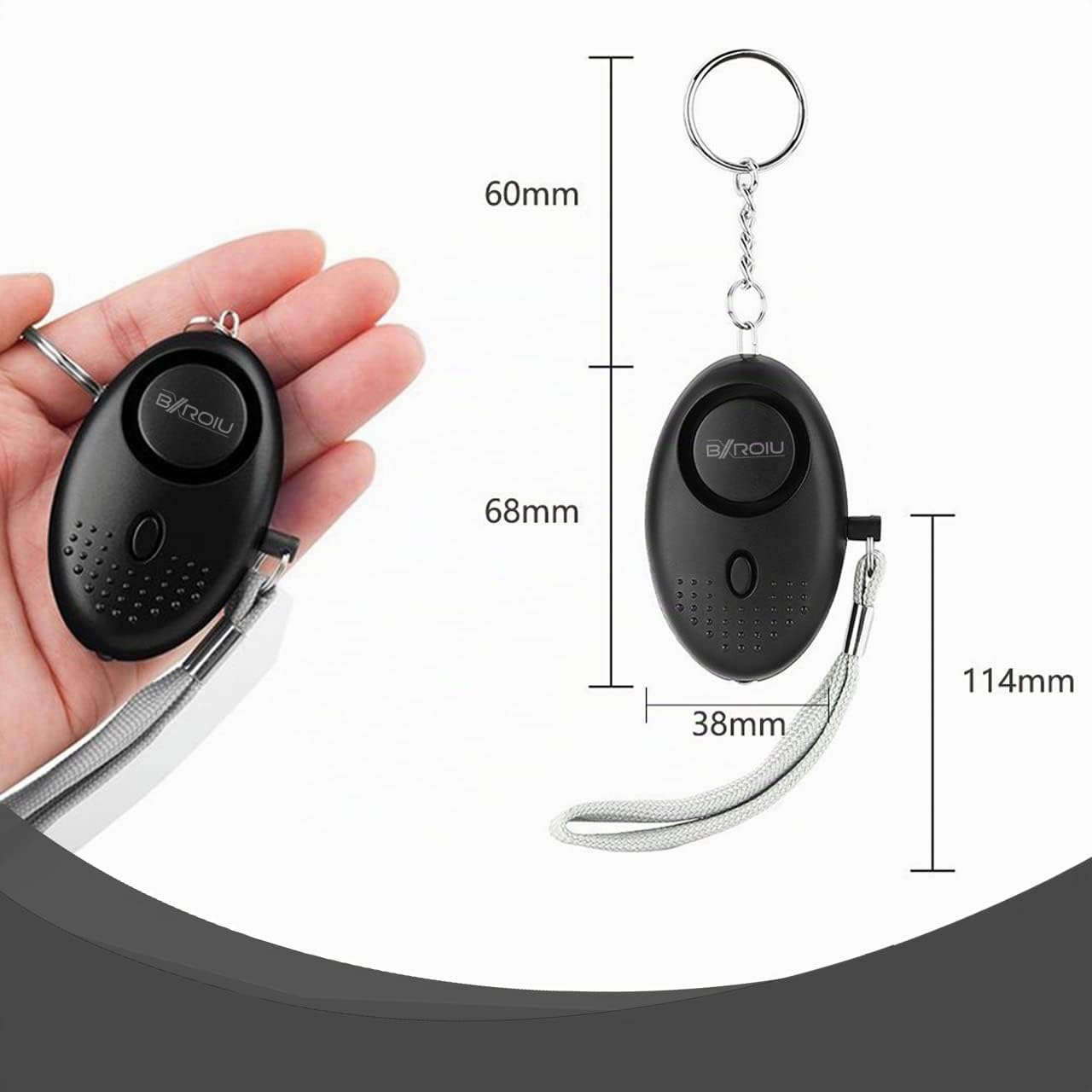 Bxroiu Persönlicher Sicherheitsalarm 130 dB 2er Set mit LED