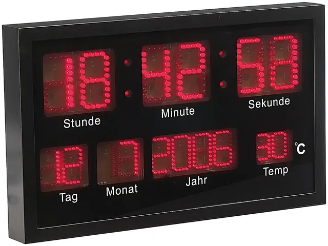 Lunartec LED-Uhren Wanduhr groß digital Datum Temperatur