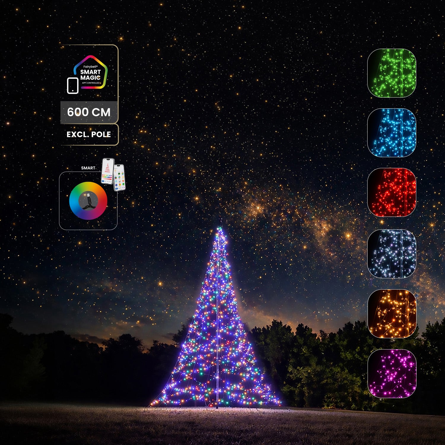 Fairybell Pro 6 m Fahnenmastbaum 1152 LED Smart Magic RGBW