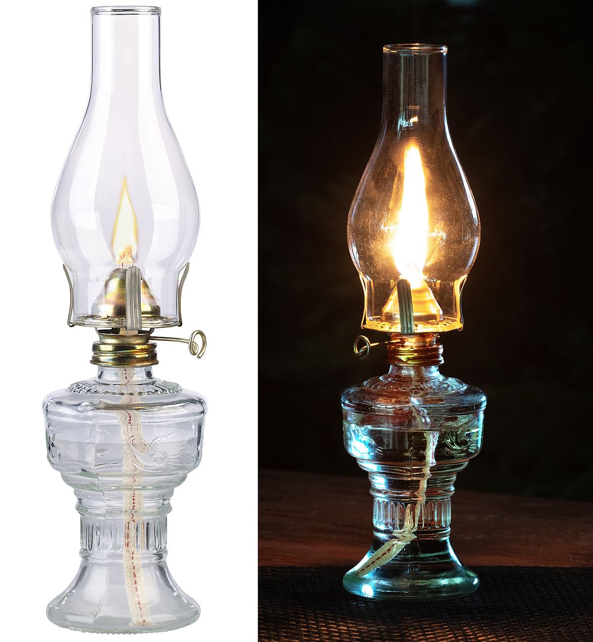 Lunartec Taschenlampen 2er Petroleum-Sturmlaterne 32 cm Glas