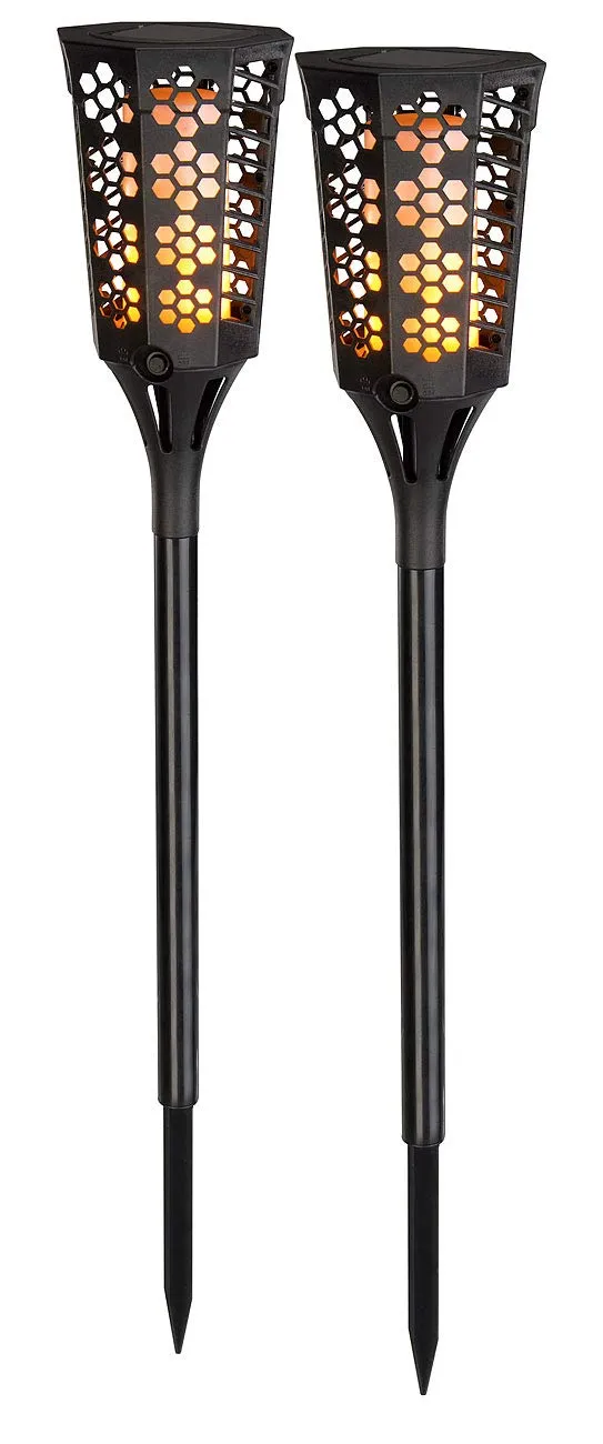 Lunartec LED-Gartenfackel Solar 2er-Set 78 cm Flammeneffekt