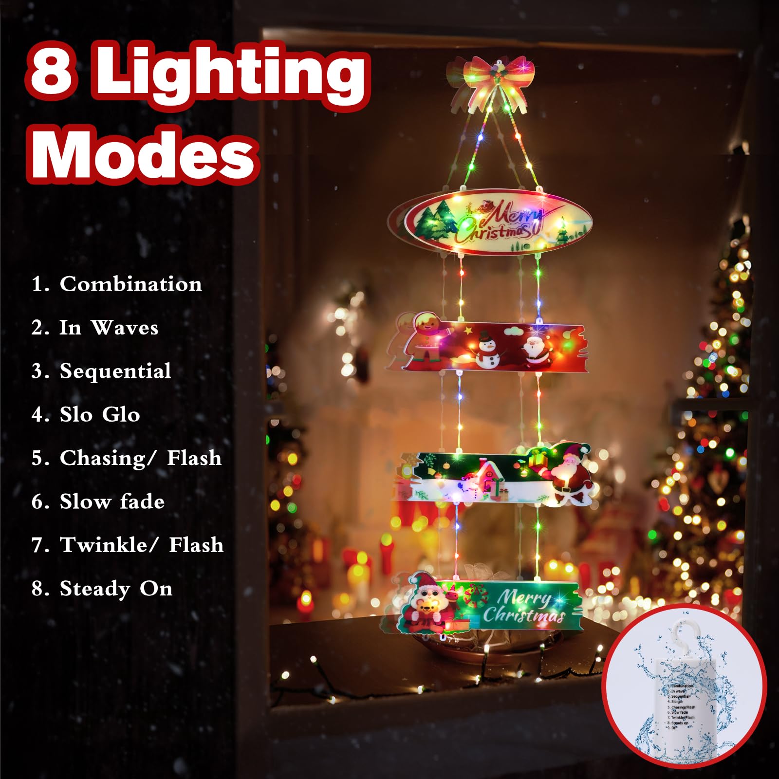 Qedertek Lighting 72 LED Weihnachtskranz Bunt mit Timer