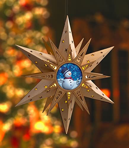 Bonetti Glowing Stars Weihnachtsstern Holz 30 cm Schneemann