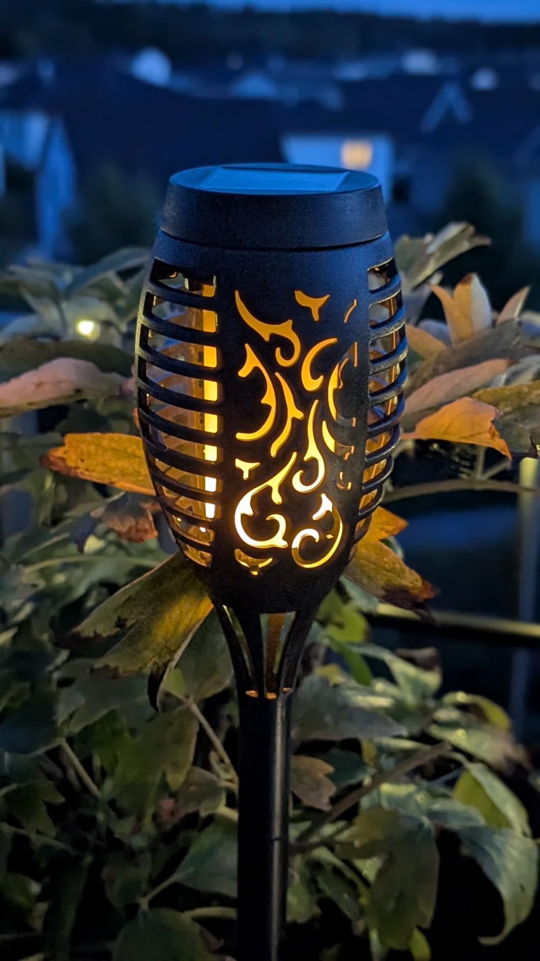 Qedertek Lighting Solarlampen 6 Stück mit Flammeneffekt IP65
