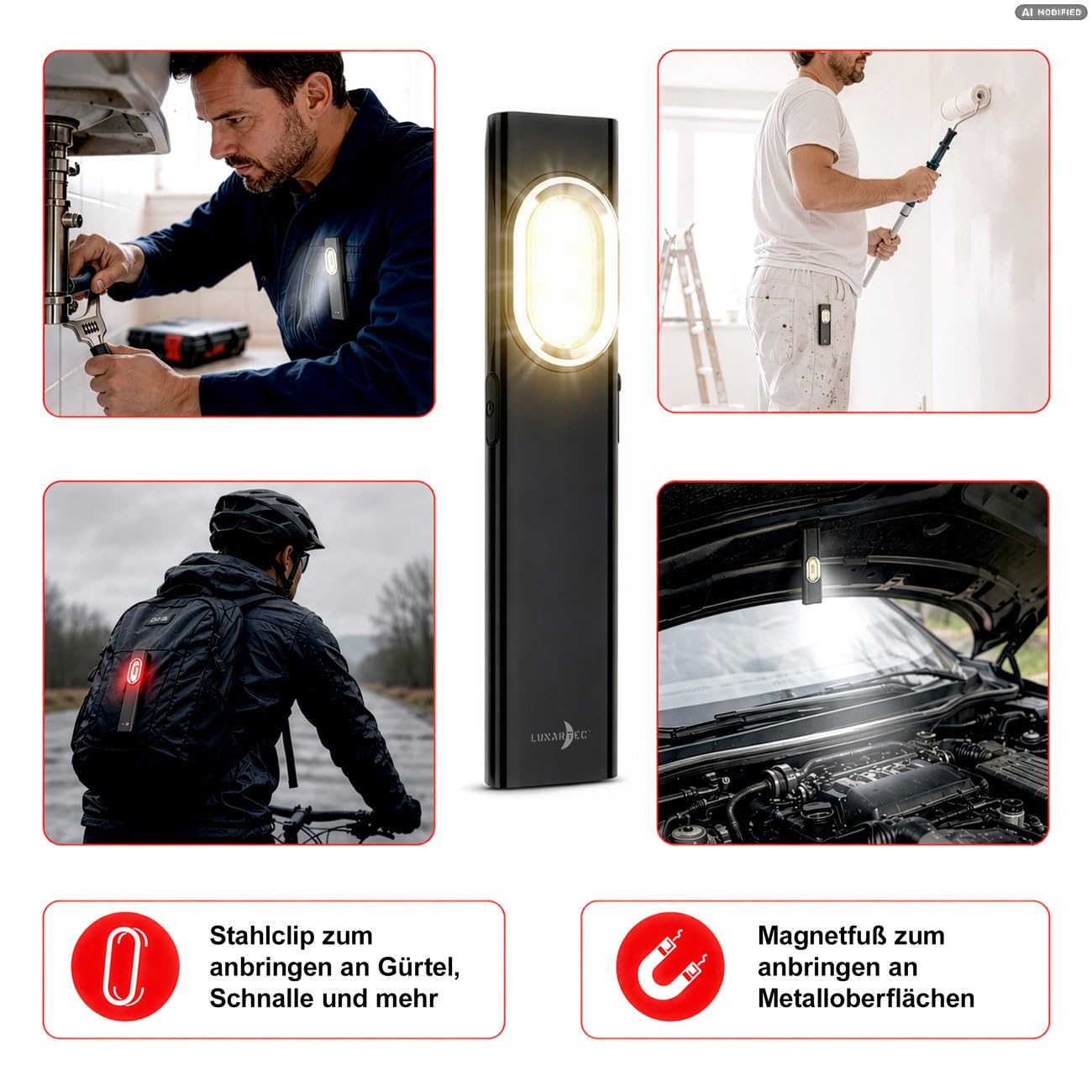 Lunartec Taschenlampen Mini-Arbeitsleuchte 4er-Set 700lm Akku
