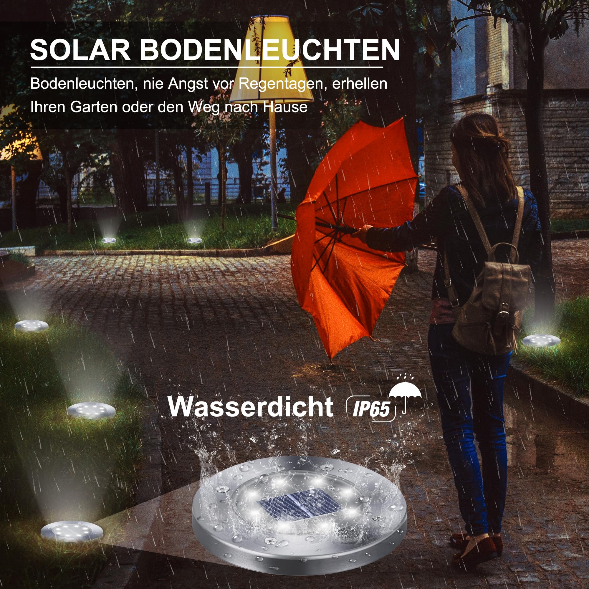 Qedertek Lighting Solar Bodenleuchten 8 Stück weiß IP65 Edelstahl