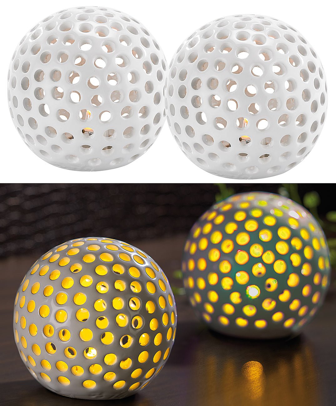 Lunartec Außenbeleuchtung LED-Kugelleuchten 4er-Set Keramik 83mm warmweiß