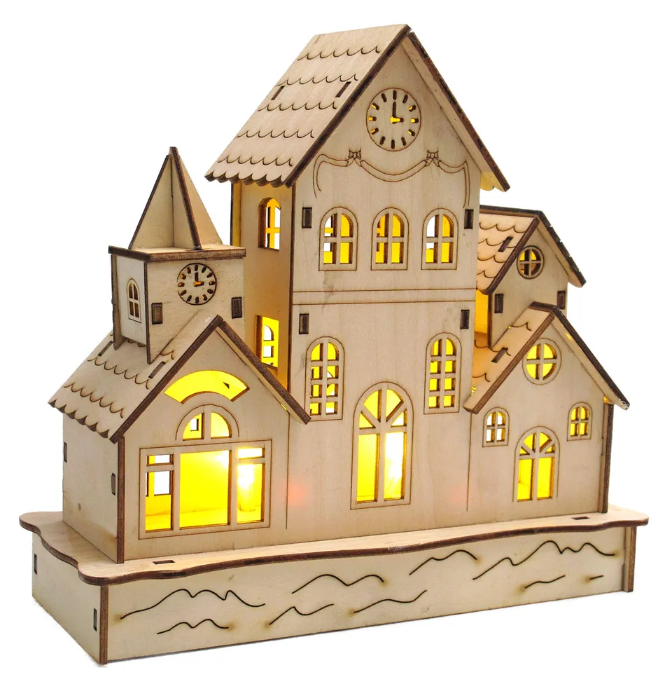 Bonetti LED Lichterketten Deko-Holzhaus 5 LED warmweiß Batterie