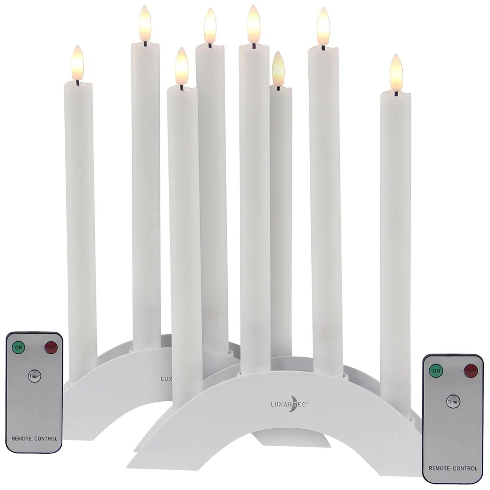 Lunartec Licht-Dekoration Kerzenbogen 8 LED-Stabkerzen warmweiß