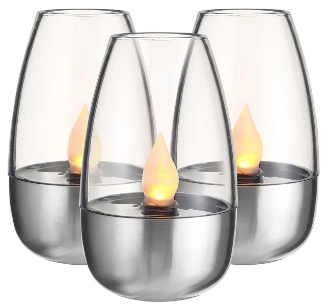 Lunartec Luna 3er Solar-Windlichter warmweiß Glas