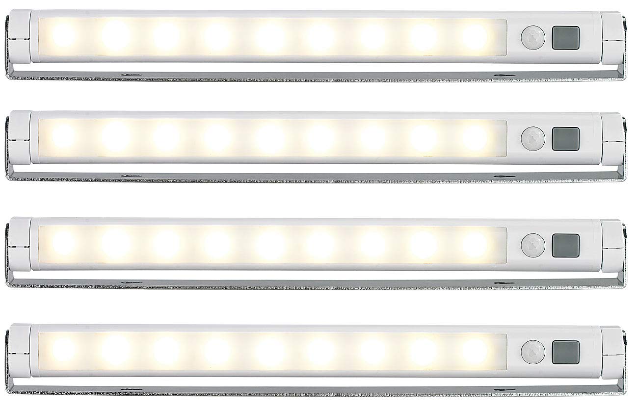 Lunartec Lichtleiste Batterie 4er-Set warmweiß PIR-Sensor