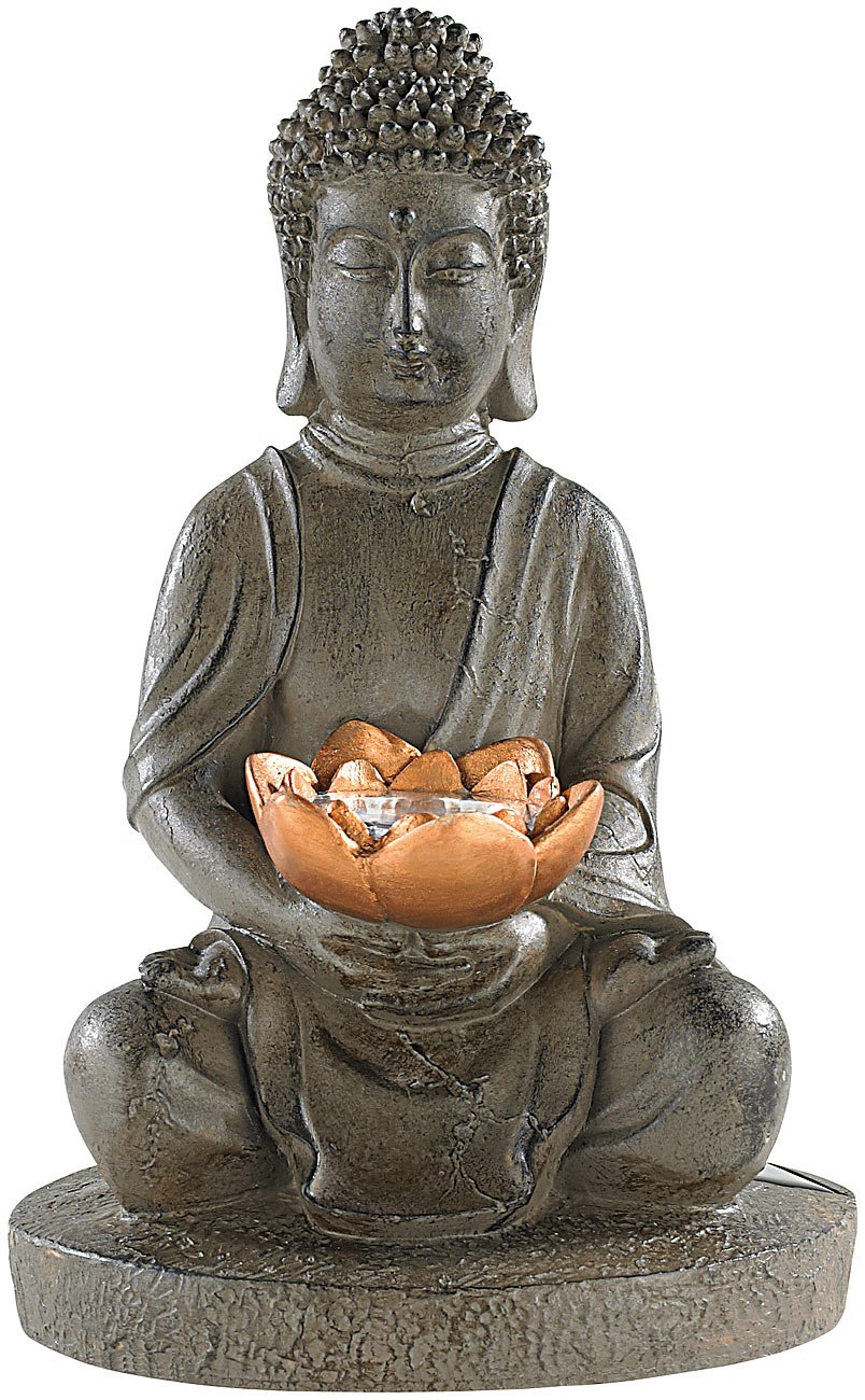 Lunartec Licht-Dekoration Solar-Buddha 28 cm Steinoptik bronze