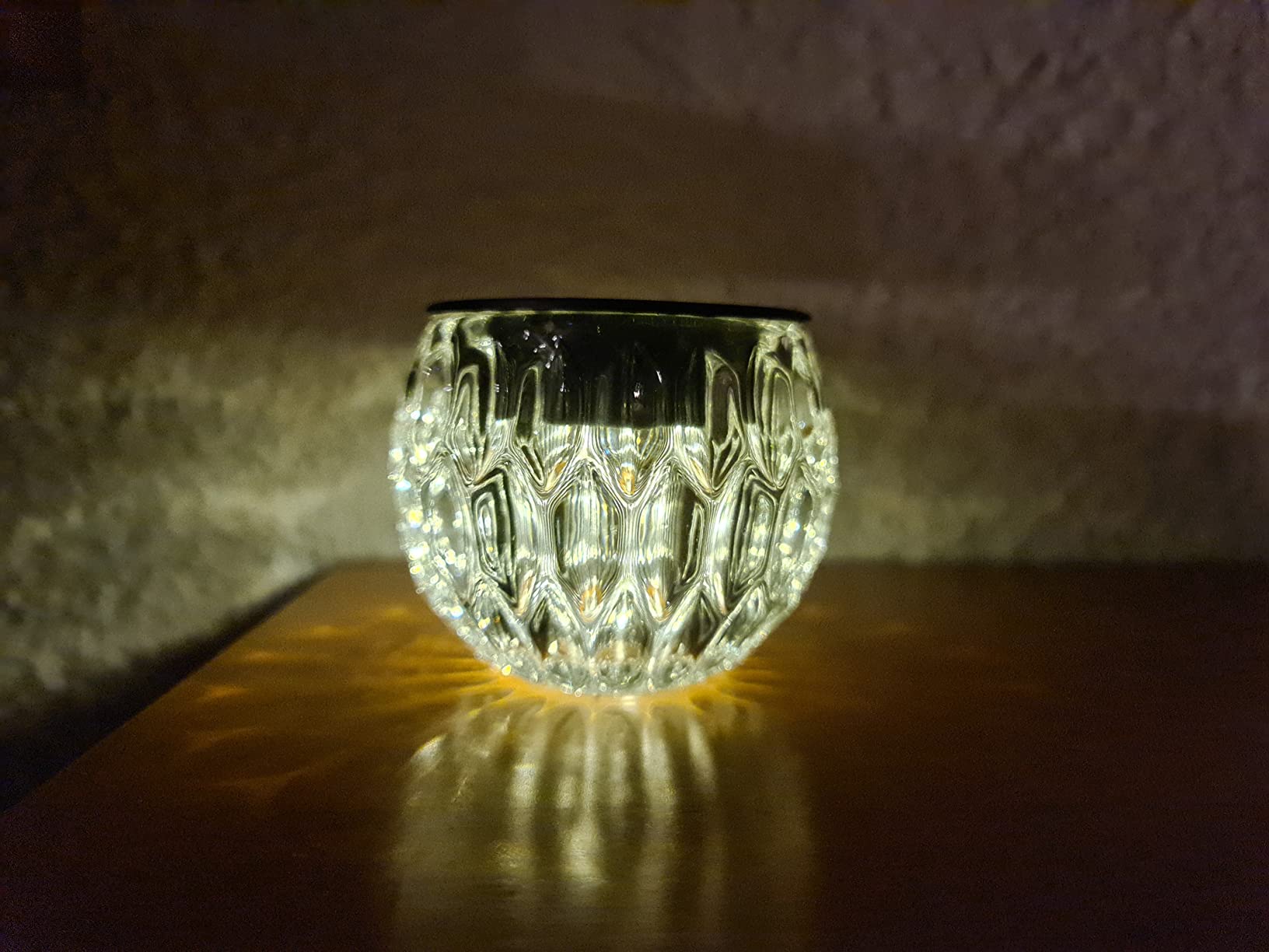Lunartec Außenbeleuchtung Solar-LED-Windlicht Liora Glas IP44