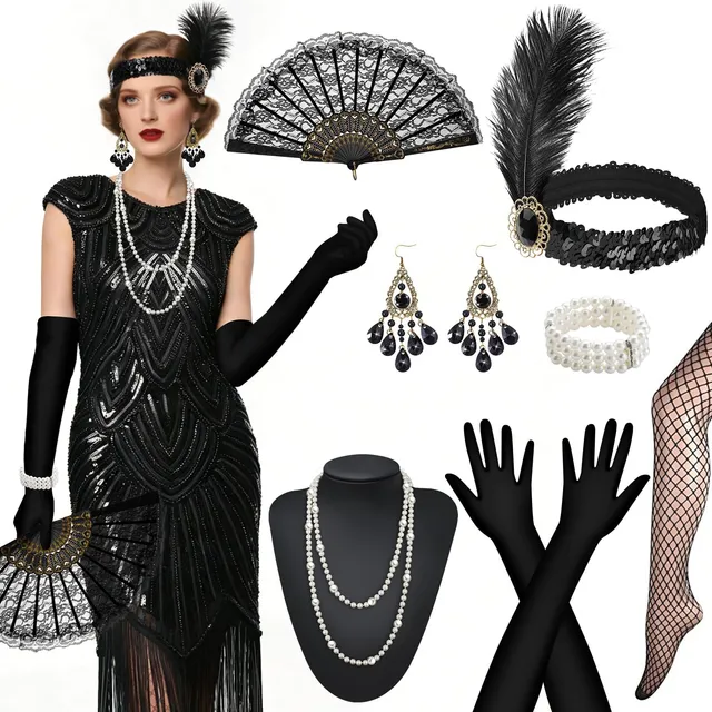 WEARXI 20er Jahre Kostüm Damen Gatsby Kleid M Charleston