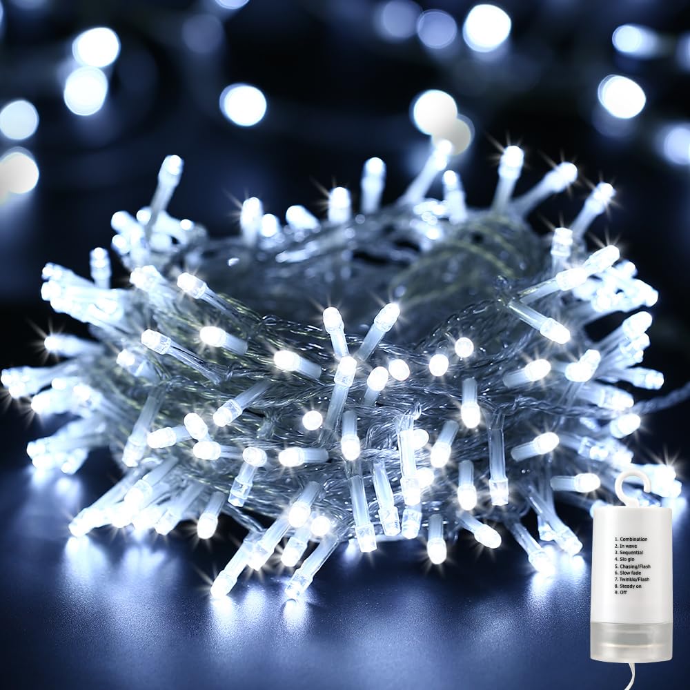 Qedertek Lighting Lichterkette 20m 200 LED warmweiß Batterie