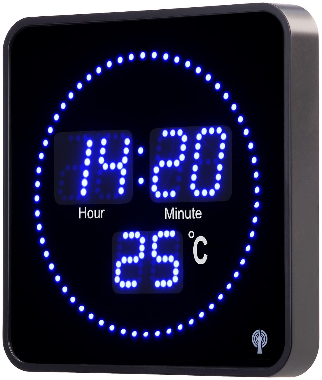 Lunartec LED-Uhren Funk-Wanduhr digital Temperatur blaue LEDs