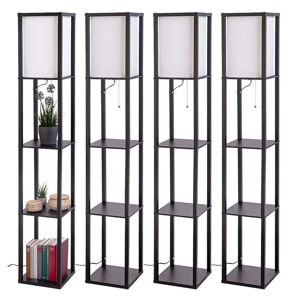 Lunartec Innenbeleuchtung Stand-Regal Stehlampe schwarz 4er-Set