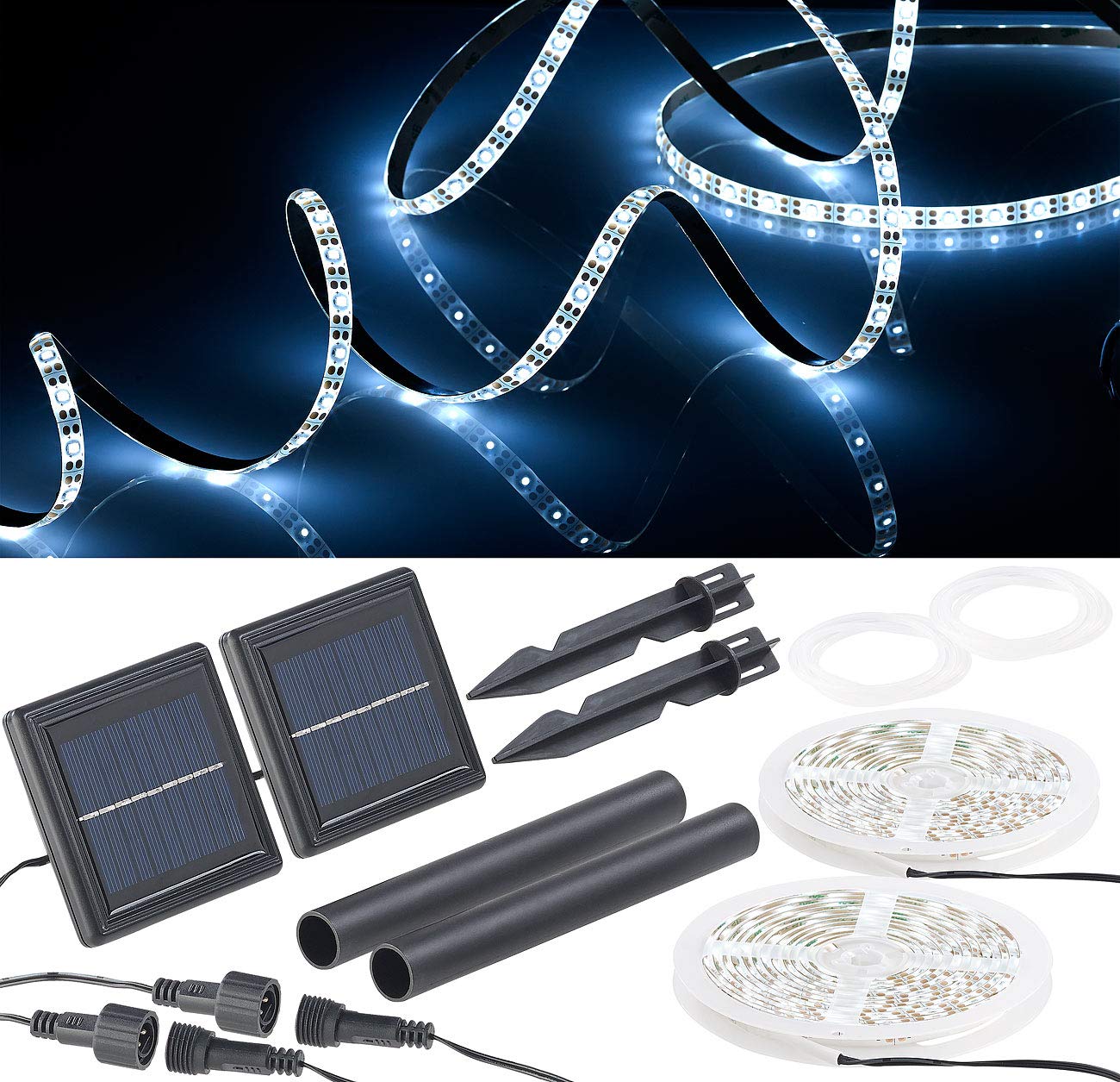 Lunartec Leuchtmittel Solar LED-Streifen 3 m 2er Set IP65