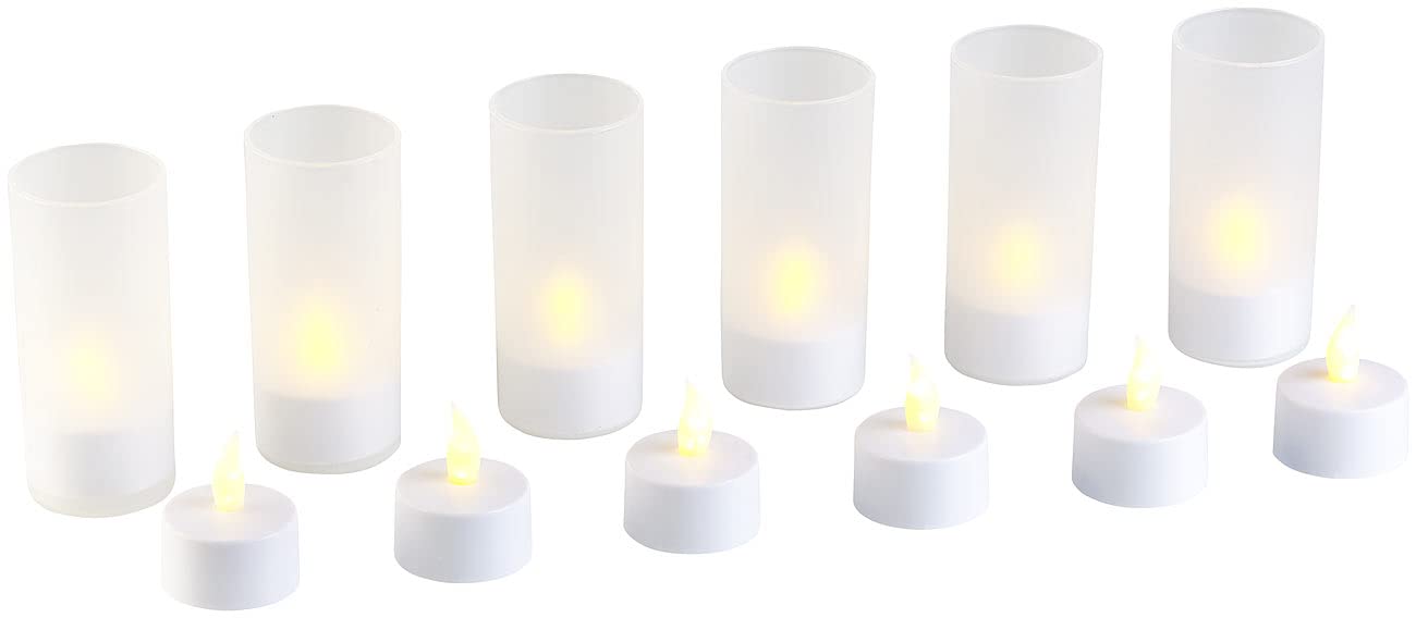 Lunartec Licht-Dekoration LED-Teelichter 12er-Set Akku Glas