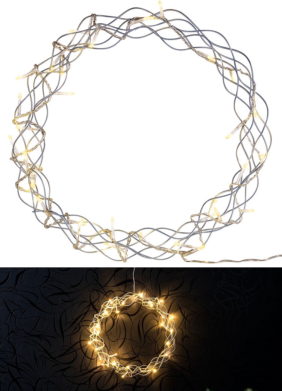 Lunartec Licht-Dekoration Lichtkranz 30cm 32 LEDs warmweiß