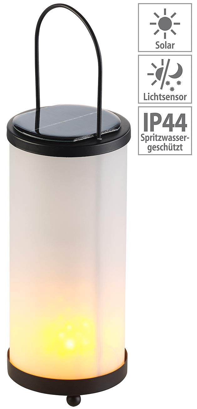 Lunartec Licht-Dekoration Fackel-Laternen 2er-Set 96 LEDs Glas