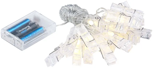 Lunartec Licht-Dekoration Foto-Lichterkette 20 Clips 6 m warmweiß