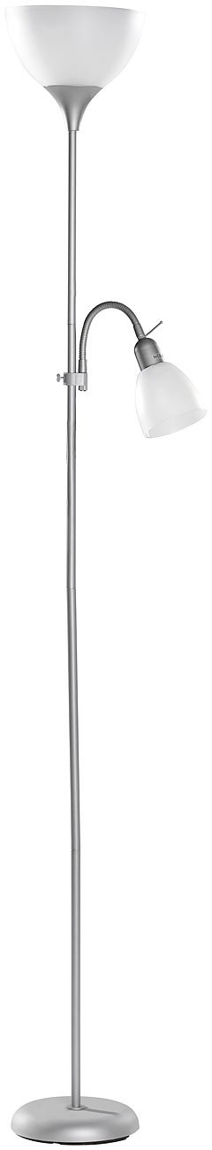 Lunartec Außenbeleuchtung Deckenfluter E27/E14 Stehleuchte Silber-Weiß
