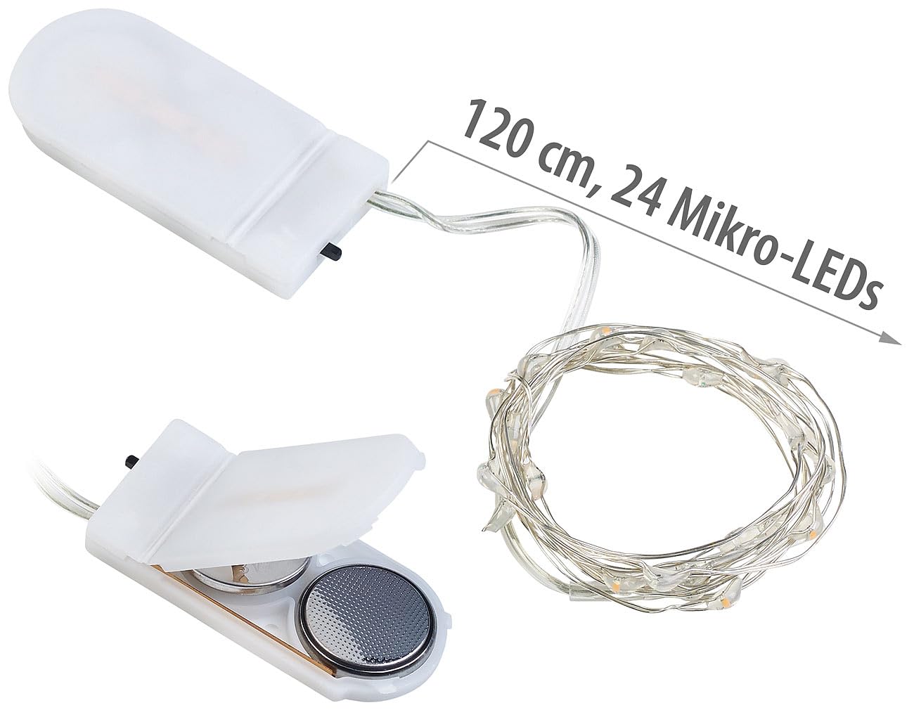 Lunartec Licht-Dekoration Lichterdraht RGB 10er-Set 1,2m Batterie