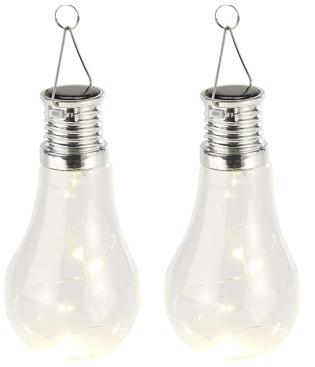Lunartec Leuchtmittel Solar-Glühbirne warmweiß 2er-Set mit Haken