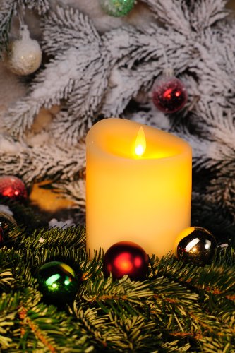 Bonetti Echtwachskerzen LED-Kerze Creme 12,5 cm mit Timer