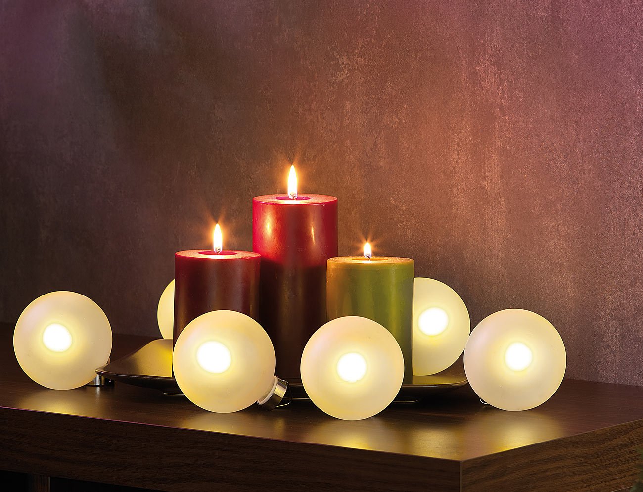 Lunartec Licht-Dekoration Weihnachtskugeln Glas weiß 6 Stück LED