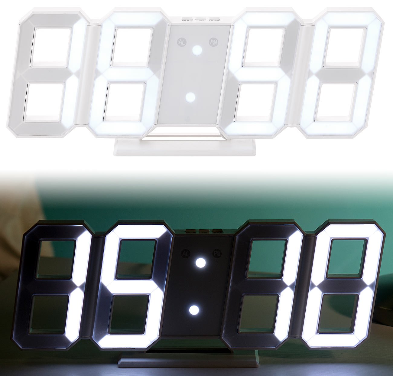 Lunartec LED-Uhren Jumbo-Digitaluhr Wand 28 cm mit Wecker