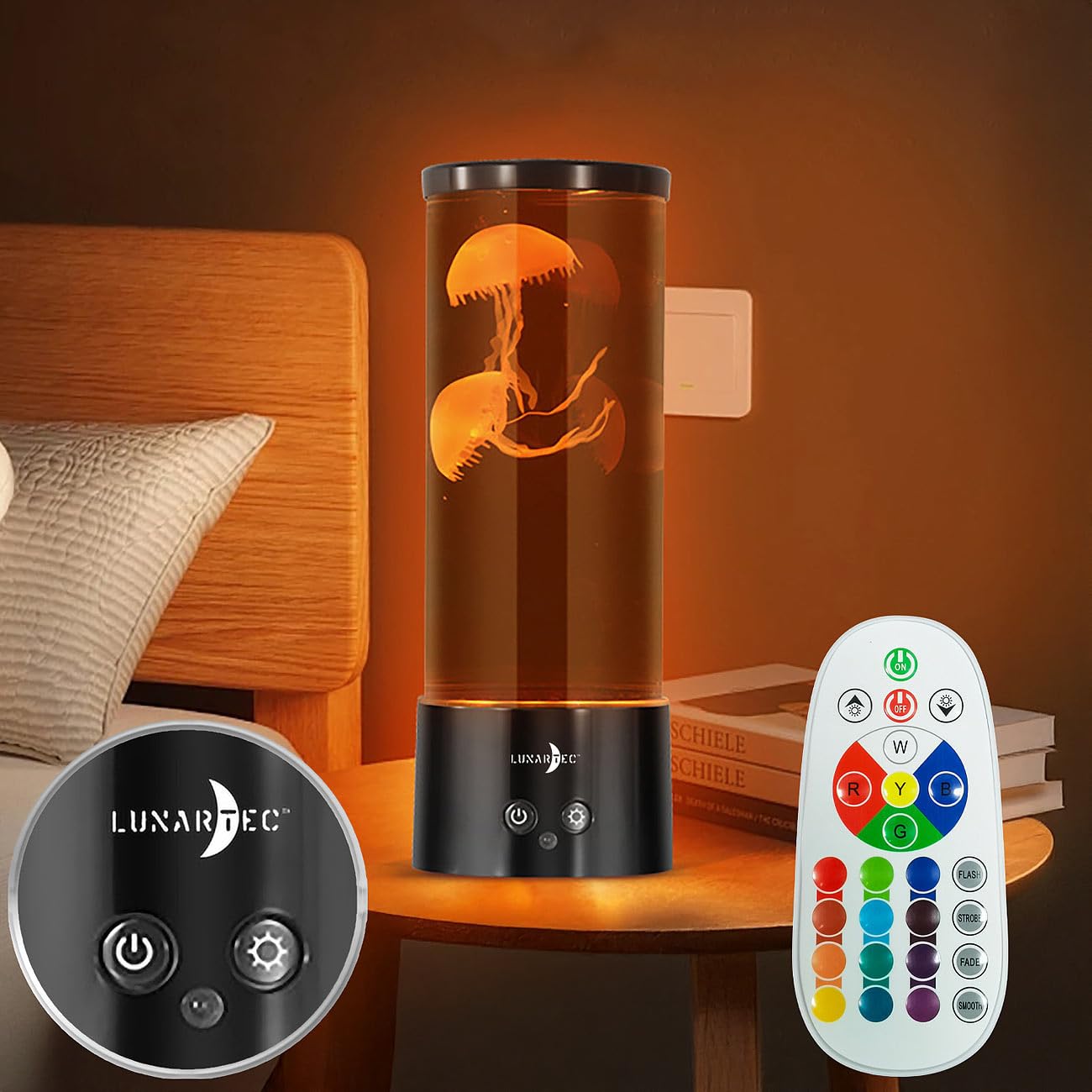 Lunartec Licht-Dekoration LED-Quallen-Lampe 2er-Set 17 Farben